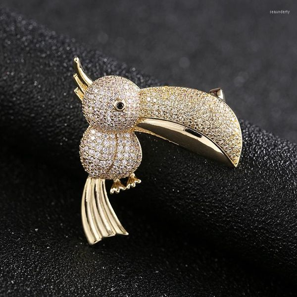 Броши Toucan Bird Brooch Gold Silver Emale Atrystone Crystal Женские аксессуары моды.