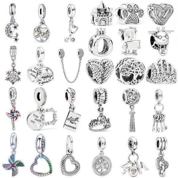 925 Argento Fit Pandora Charm 925 Bracciale Mulino a vento Corona Moom Amore Ciondolo charms set Ciondolo fai da te Belle perline Gioielli 05191