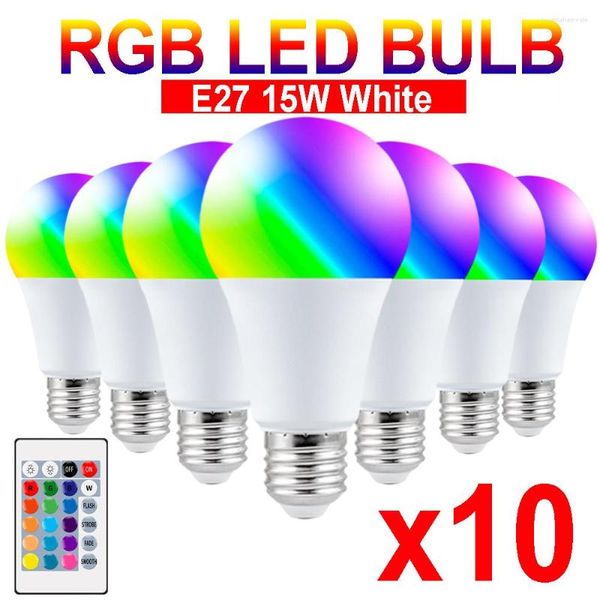 Светодиодные лампы Lights 15W RGBW Light Lampada изменяемая красочная лампа с ИК -пультом дистанционного управления