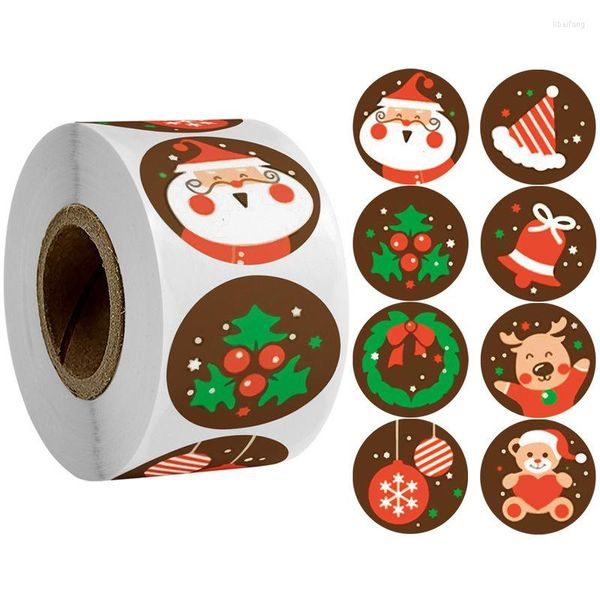 Decorações de Natal 500pcs Round Rótulos Kraft Santa Saco de Presente/Caixas de Bolo de Caixa Ano 2022