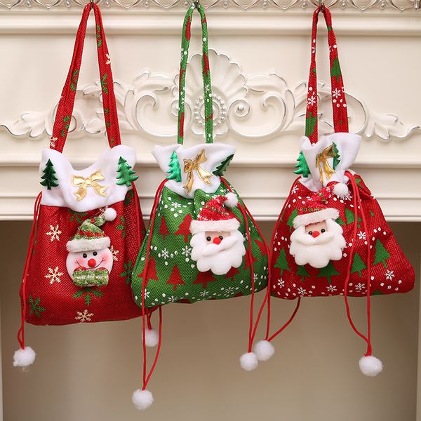 Frohe Weihnachten Santa Sack Geschenk präsentiert Tasche Schneemann Süßigkeiten Taschen Wein Strumpf Flasche Weihnachtsdekoration RRB16352
