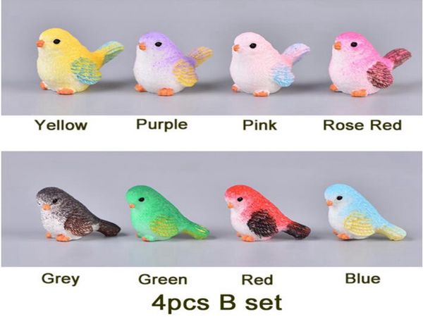 4 Teile/satz Harz Hause Ornament Nette Kleine Vögel Tier Modell Figur Glas Dekor Miniatur Handwerk Garten DIY Zubehör