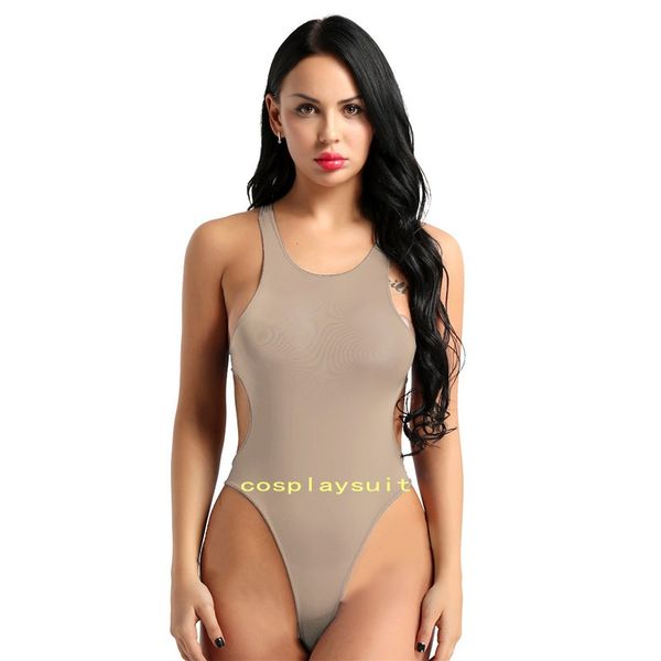 Sexy Frauen-Catsuit-Kostüme, Bademode, Tanga-Badeanzug, Strandkleidung, hochgeschnittener einteiliger Badeanzug, rückenfreier Monokini