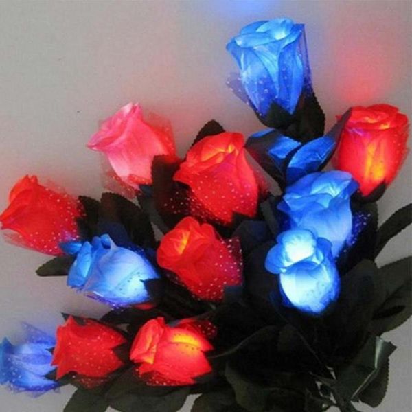 LED Light Up Rose Flower San Valentino Mothers Day Luminoso Rose Wedding Engagement Glow Rose RRB16346