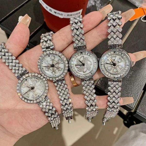 Avogadas de pulseira de verão Full Crystals Bracelet observa mulheres girando floco de neve visto de vento 3atm resistência a água quartzo