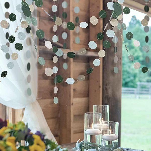 Decorazione per feste 13 piedi grigio verde blu verde argento Circle ghirlanda decorazioni per decorazioni per il compleanno del matrimonio rustico Streamer.