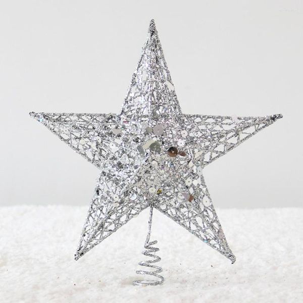 Decorações de Natal Red Gold Gold Silver Tree Top Star Wedding 3 Cores Glitter Home Garden Metal Metal Decoração de ornamento