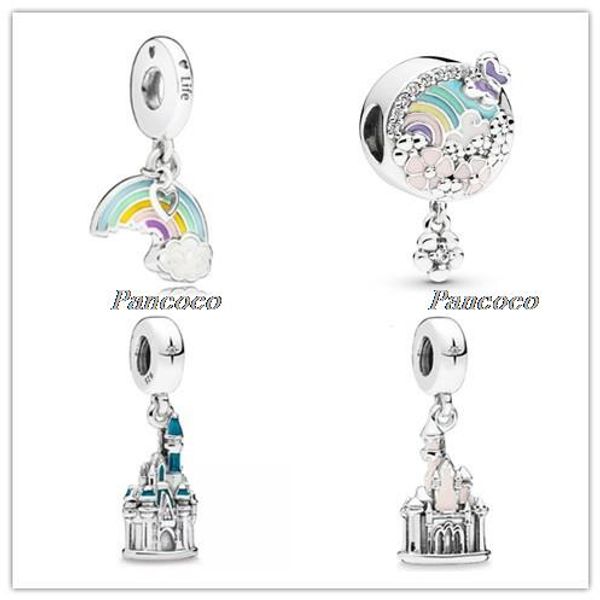 925 Sterling Silber baumelnder Charm-Anhänger für Damen, hochwertiger Schmuck, Geschenk, Großhandel, Cinderella Castle, Walt Diney World, Bead für Pandora-Charm-Armbänder zum Selbermachen