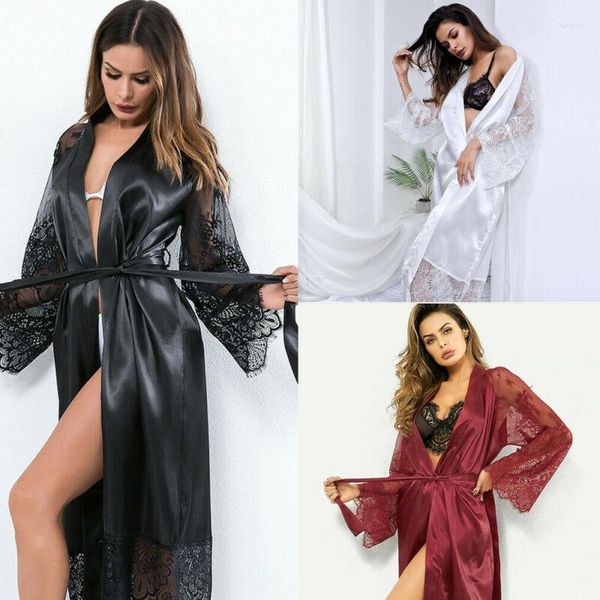 Abbigliamento da donna Sleep's Summer's Summer Satin Silk Robe Babydoll Lingerie Nightwear Awear Pigys Plus Times