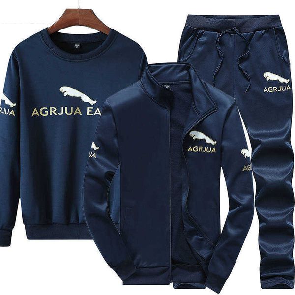 Tute da uomo di marca Sport invernali Set da corsa Casual Sportswear Felpe 2021mens 3 pezzi Giacca calda Pantaloni sportivi Abbigliamento da palestra