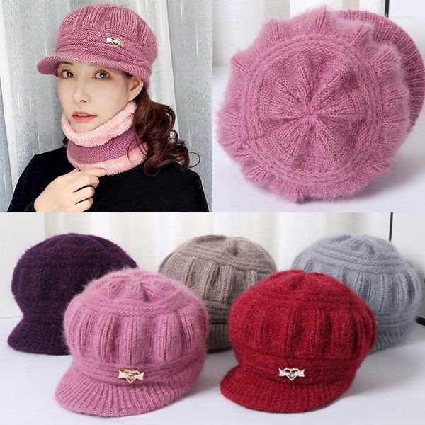 Capas de bola Mulheres Warm Beanie Cap Hat Winter Pumpkin Hat atingiu um pico curto vovó de malha de cabeça à prova de vento