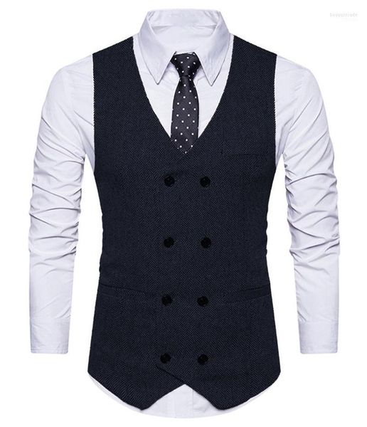 Coletes masculinos de peito masculino de peito de peito de pente de peito em Vone Tweed Tweed Slim Fit Man Wedding