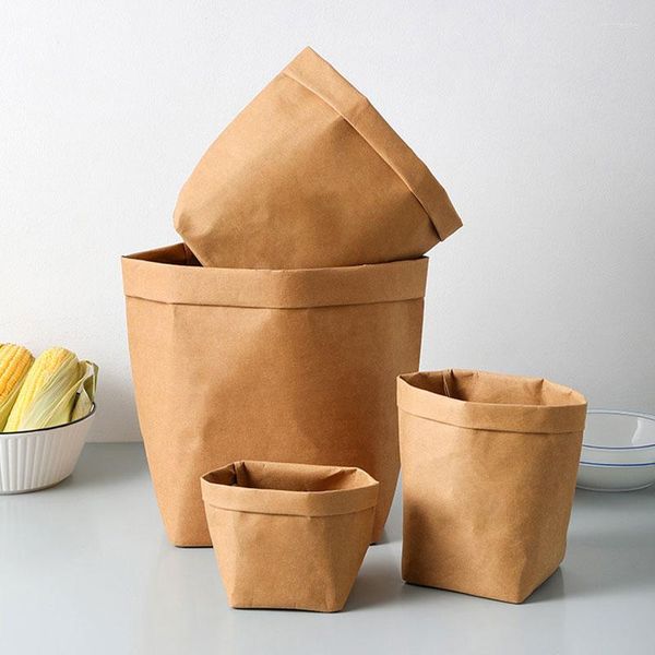 Sacos de armazenamento reutilizável papel kraft paul à prova d'água de flores de flores de alimentos para gestas de bolsas de comida organizador de casos de cosméticos