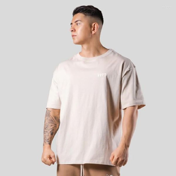 Magliette da uomo Estate Logo oversize da uomo Palestra Bodybuilding Fitness Cotone allentato Manica corta T-shirt sportiva da strada casual Top