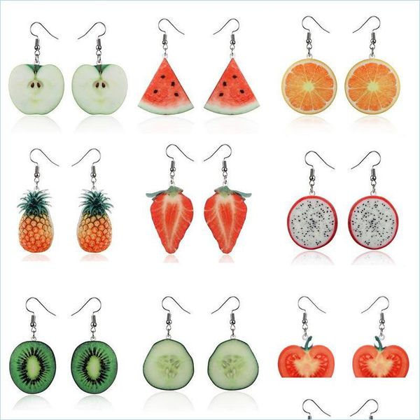 Baumelnder Kronleuchter Baumelnder Kronleuchter Früchte Ohrringe Kiefer Originalität Persönlichkeit Wassermelone Tomate Neuer Schmuck Modezubehör Wo Dhn8U