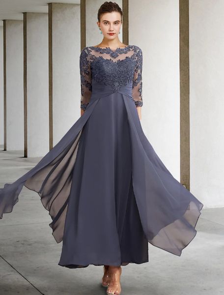 A-linha M￣e do vestido da noiva Plus Size Size elegante J￳ia J￳ia Pesco￧o Torno