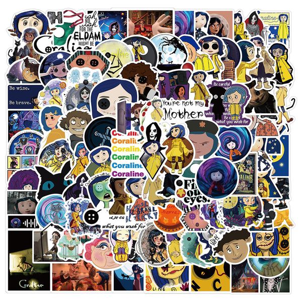 50 pezzi cartone animato Coraline The Secret Door Sticker Graffiti Kids Toy Skateboard Phone Laptop Bag Sticker