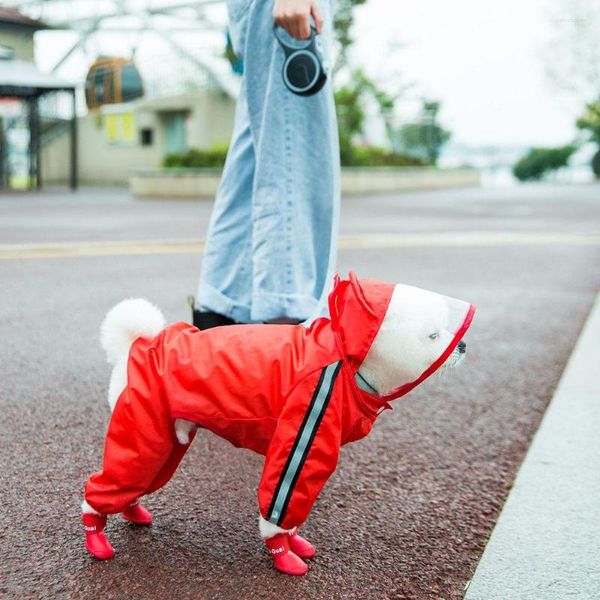 Köpek giyim küçük tüm vücut su geçirmez yağmurluk komik hayvan şeklindeki evcil hayvan köpek yavrusu yağmur ceket kapüşmeli giysiler açık yansıtıcı