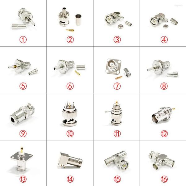 Acessórios de iluminação BNC Conector de coaxial de RF feminino masculino para RG316 RG58 Cabo reto ângulo de soldagem de soldagem PCB montagem por atacado