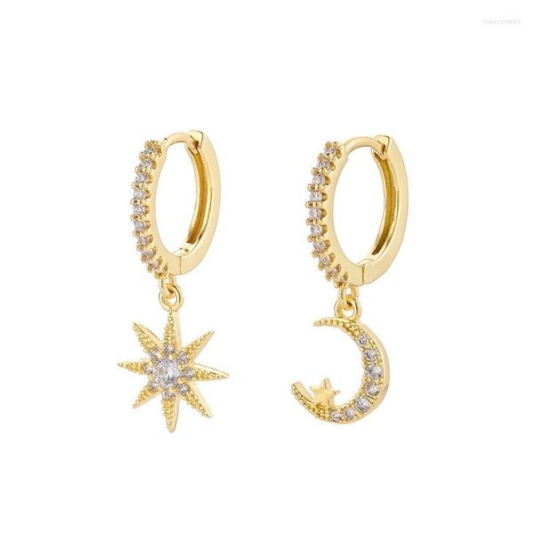 Orecchini pendenti Lampadario 2022 Carino Stella Luna per le donne Orecchini a goccia asimmetrici CZ Crystal Classic Geometric Korean Jewelry Gift