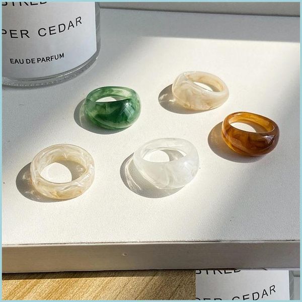 Ringos de banda Ins estilo novo Colorf Irregar acrílico Padrão de mármore acetato Anel Rings Rings Tortoise para mulheres Jóias de meninas 2021 2151 Q2 DHVZX