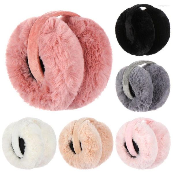 Berretti Donna Peluche Paraorecchie Pelliccia Tinta unita Paraorecchie da donna Autunno e inverno Caldo Comodo Sci Cuffie Anti-Parabrezza