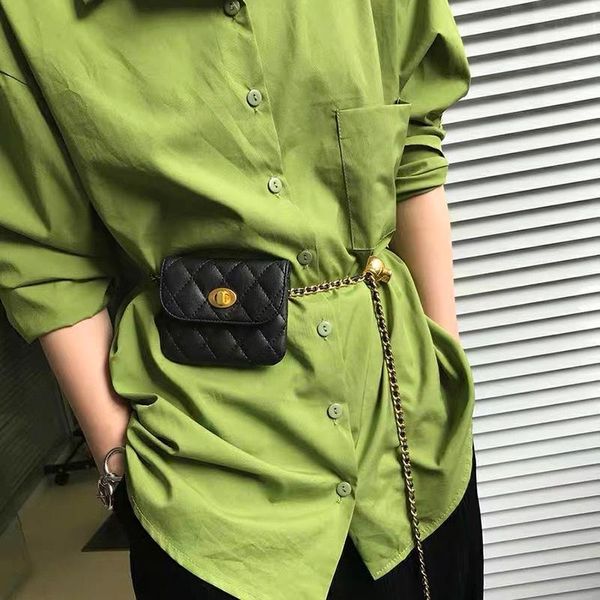 22ss поясные сумки женские роскошные дизайнерские мини регулируемые цепные ремни почки маленькая поясная сумка модный сундук для телефона