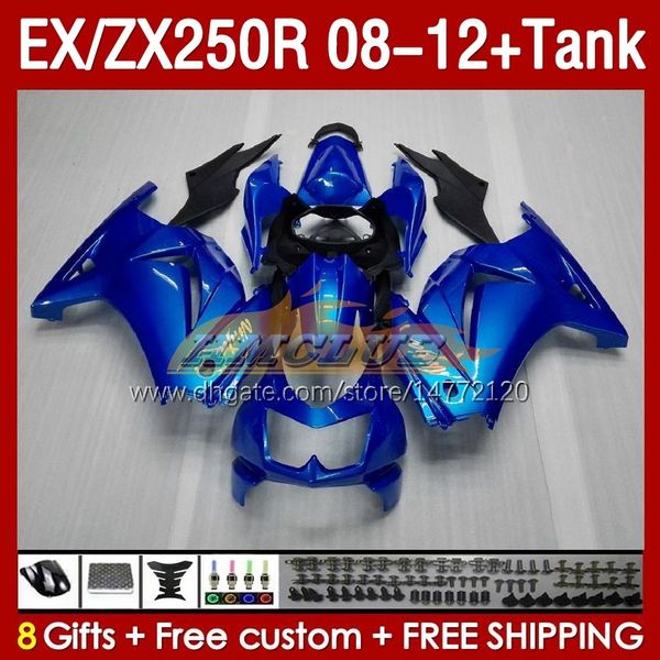 Tanque de atendimento OEM para Kawasaki Blue Pearl Ninja ZX250R EX ZX 250R ZX250 EX250 R 08-12 163NO.29 EX250R 08 09 10 11 12 ZX-2000R 2008 2009 2010 2012 2012 Fairing de injeção