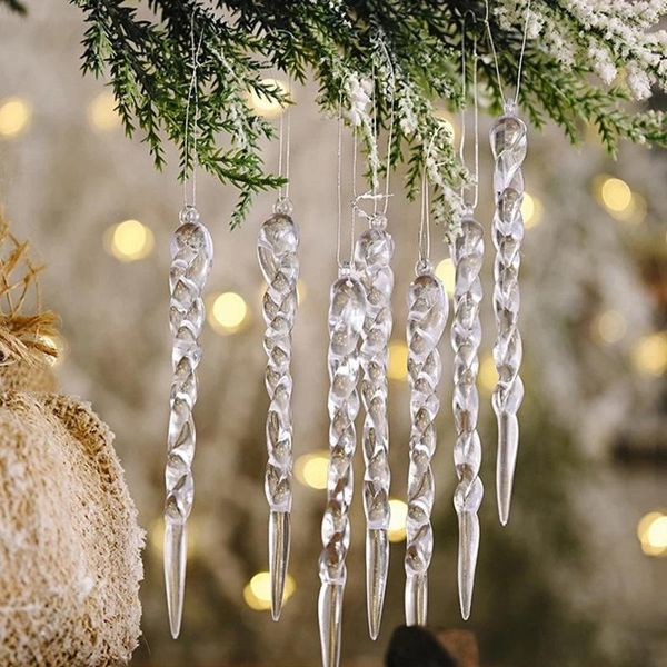 Saiten 12 stücke Weihnachten Simulation Eis Weihnachten Baum Hängen Ornament Gefälschte Eiszapfen Winter Party Jahr Dekoration Kerst Liefert