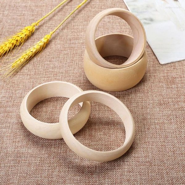 Armreif E0BE 6 Stück unvollendete leere Armbänder natürlicher runder Ring Holzkreis für DIY Malerei Handwerk Schmuckherstellung