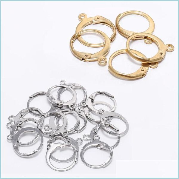 Chiusure Ganci 20 Pz/lotto 14X12Mm Oro Acciaio Inossidabile Leva Francese Ganci Orecchino Impostazioni Filo Base Cerchi Orecchini Per Gioielli Fai Da Te Mak Dhm4E