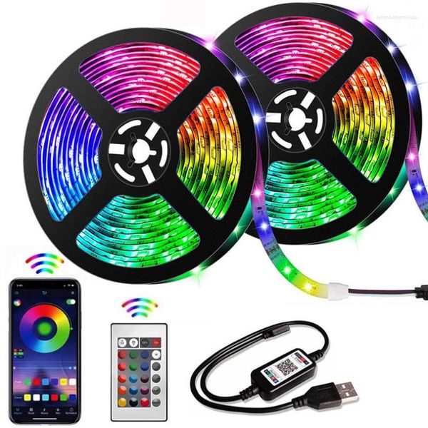 Полоски светодиодной световой полосы RGB Bluetooth-совместимая ИК-удаленные USB-светодиоды лента гибкая диодная подсветка для телевизионной вечеринки.
