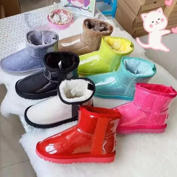 Avustralya Avustralya Klasik Temiz Kadınlar Mini Botlar Kış Kar Körfez Kürklü Mens Jelly Saten Boot Su Geçirmez Wggs Ayak Bileği Kökleri 36-45