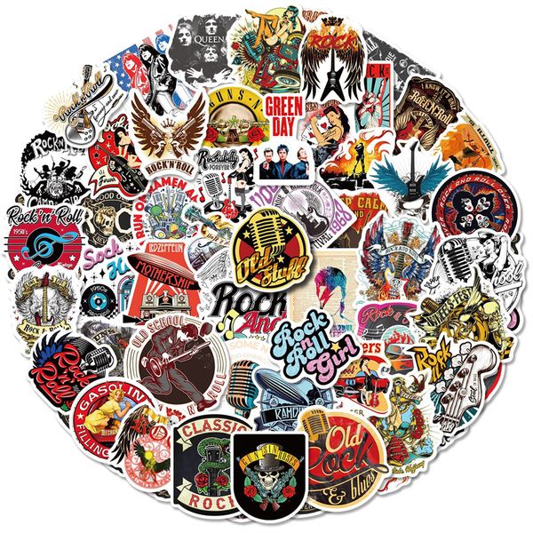 50pcs Punk Rock Stickers Rock and Roll Music Music Stick Vinyl Decalques ￠ prova d'￡gua Banda de metal para laptop de garrafas de ￡gua Telefone adultos adultos adolescentes crian￧as BP278