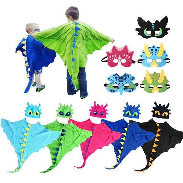 Kids Dragon Costume Cloak with Hat Bails Shawls Animal costume da denti Cape Halloween Funny Cosplay Dinosaur Costume Props