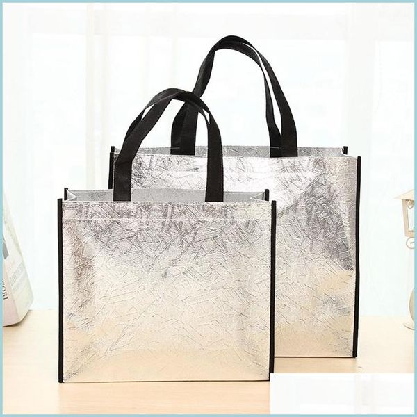Сумки для хранения DIY Shop Bags Складные модные тотационная лазерная ткань без печи без застежки -молнии Дома многоразовые сумочки с доставкой 2022 Garden Dh7fp