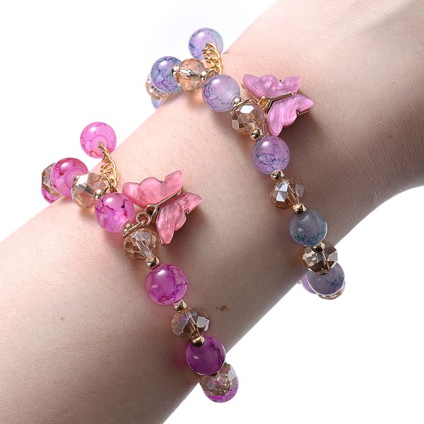 14-teiliges modisches Schmetterlings-Kristallperlen-Armband, einfacher Damenschmuck