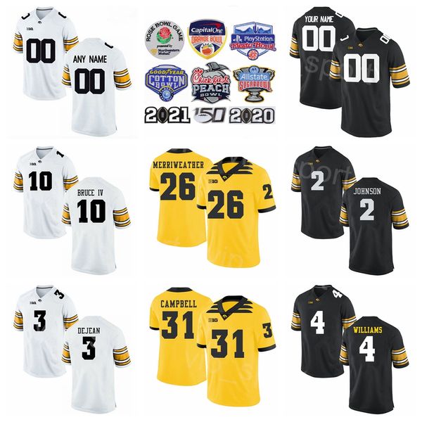 NCAA College Iowa Hawkeyes Football 4 Leshon Williams Trikot 10 Arland Bruce IV 31 Jack Campbell 3 Cooper Dejean 26 Kaevon Merriweather 2 Kaleb Johnson Black