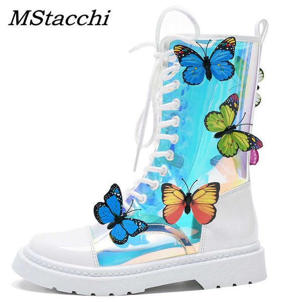 Botas mstapchi mulheres transparentes cor mágica buttrtfly curto pvc bouties bouties bound bouties mujer 2022 sapatos de primavera mulher 220901