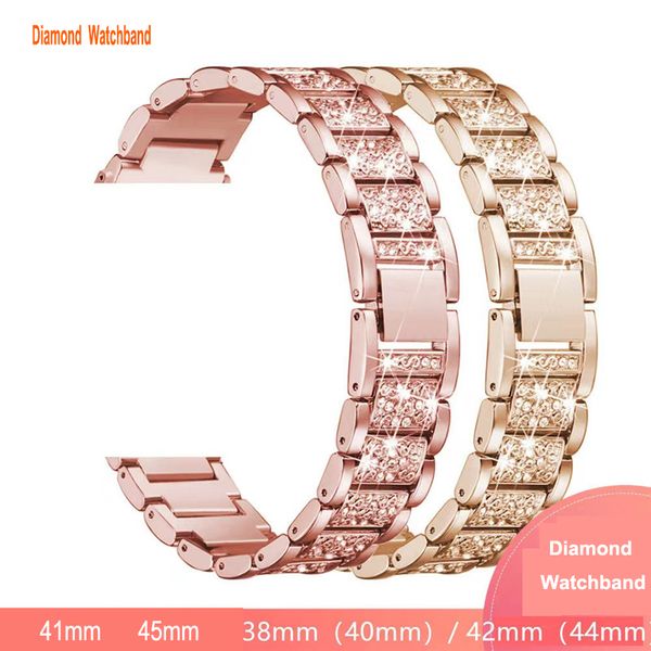 Wearlizer Smart Straps für iwatch 7 6 5 4 Silber Bling kompatibel mit Apple Watch Band 38 mm 40 mm 41 mm 45 mm 40 mm Kristall Strass Luxus Metall Diamant Armband