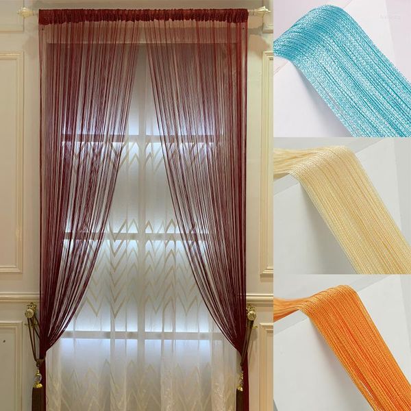 Vorhang romantische Saitent￼r 1 2 m Wohnzimmer Feste Farbe Home Decor Quasten-Line Fensterteiler Drape