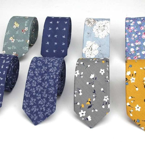 Pescoço laços de pescoço Floral masculino para homem Casual Cotton Slim Tie Gravata Skinny Wedding Business Ties Design Men T200805
