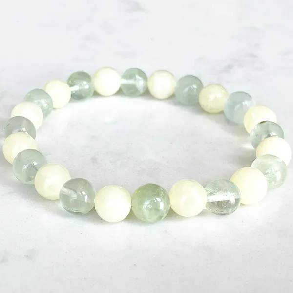 Strand Mg1721 Womens Sagittario Zodiaco Bracciale zodiacale 8 mm Giallo Onyx Green Florite CHAKRA CHRIST MALA GEMSTONE GEMSTONE NATURALE