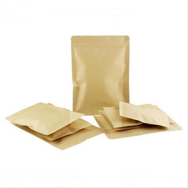 Bolsas de armazenamento 20pcs Small Kraft Paper Bag Integral Alumínio Bolsa Reutilizável Pacote plano Zipper 423 J2 Drop Delivery 2022 Home Gard Dhtvn