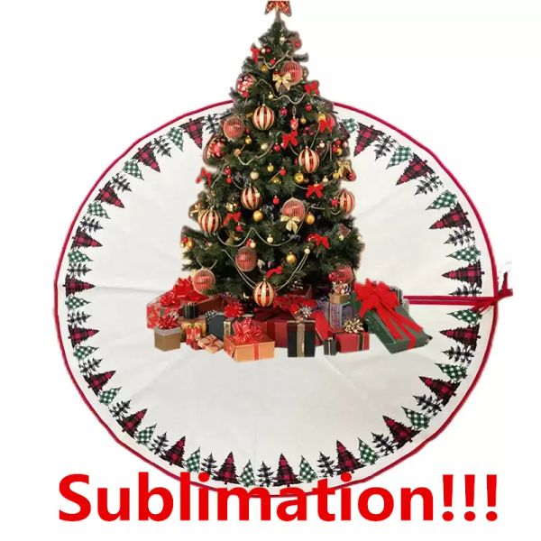 Nuova sublimazione dell'albero di Natale Gonne Decorazioni Blanks Pressa di calore Stampa fai da te ROSSO Alberi di lino natalizio Ornamento RRE15030