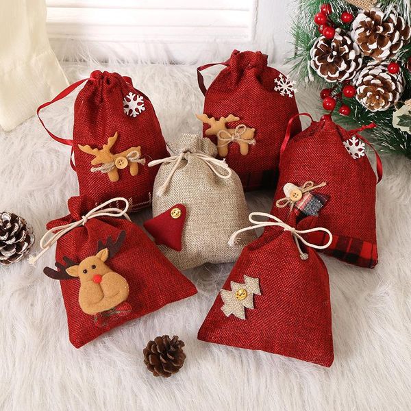 Weihnachten Kordelzug Souvenir Tasche Santa Claus Süßigkeiten Geschenk Sack Weihnachten Party Hängen Dekor Zubehör Haushalt Lagerung Taschen RRB16412