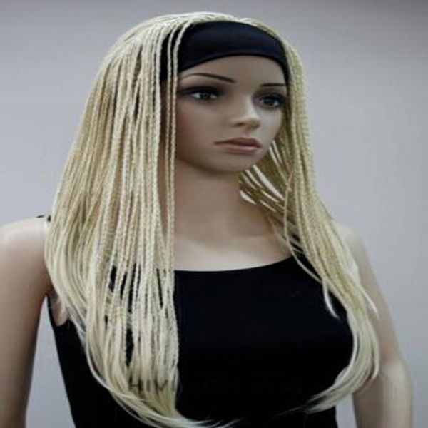 2022 Sintéticas Longa Mão reta feita Braids 3/4 Meia Wig Fig Women Wig Wig