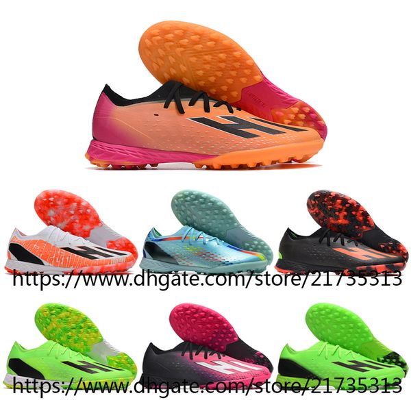 Geschenktüte Herren Fußball Fußballschuhe Schuhe Fußballschuhe Grün Rosa Orange Schwarz Herren Leder Bequemer Knöchel Indoor Turf X Speedportal.1 TF Botas de Futbol US6,5-11,5