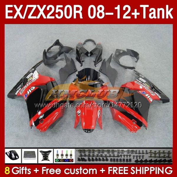 Tanque de atendimento OEM para Kawasaki Ninja ZX250R EX ZX 250R ZX250 EX250 R 08-12 163NO.26 EX250R 08 09 10 11 12 ZX-250R 2008 2009 2010 2010 2012 2012 Fairing Factory Blk Red Blk