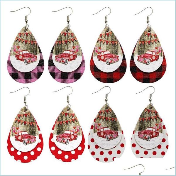 Baumeln Kronleuchter Karo Mobile Muster Ohrringe Schmuck Tropfenförmige Frauen Leder Mode Baumeln Ohrring Legierung Eardrop Weihnachten 1 9 Dhn56